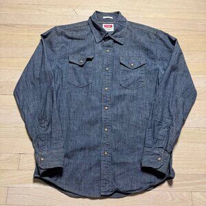 Vintage Wrangler Indigo Denim Shirt Long Sleeve Button Down M